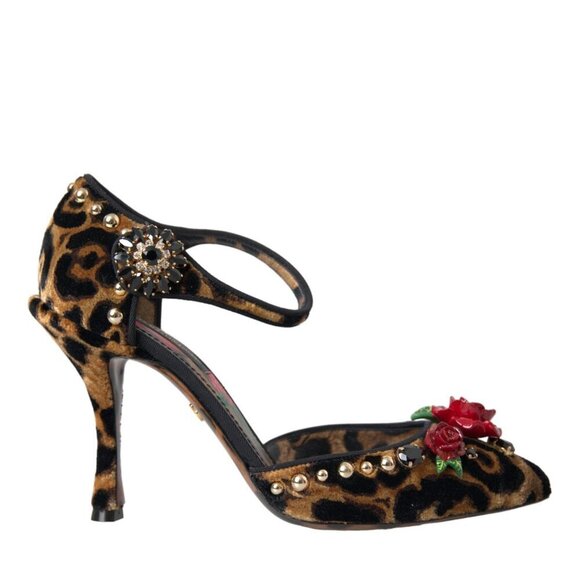 Dolce & Gabbana Dolce & Gabbana Brown Leopard Floral Crystal Mary Janes Pumps - Picture 3 of 6